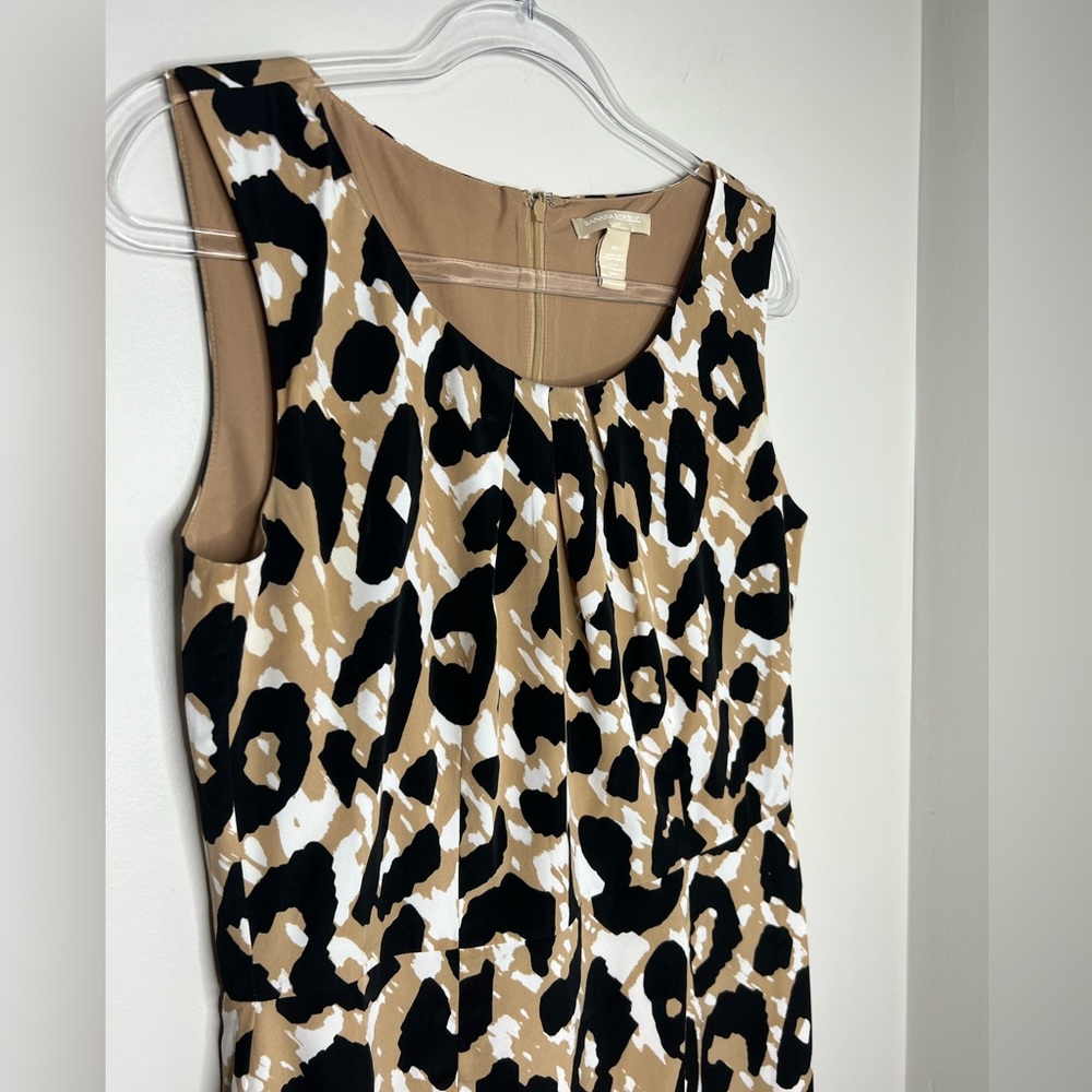 Banana Republic cheetah/leopard print black/tan/white dress. Size - 10. Pleats. - Picture 3 of 5